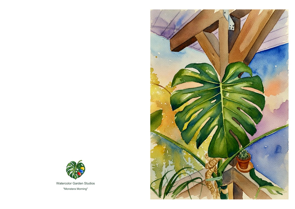 Monstera Morning — Printable Greeting Card