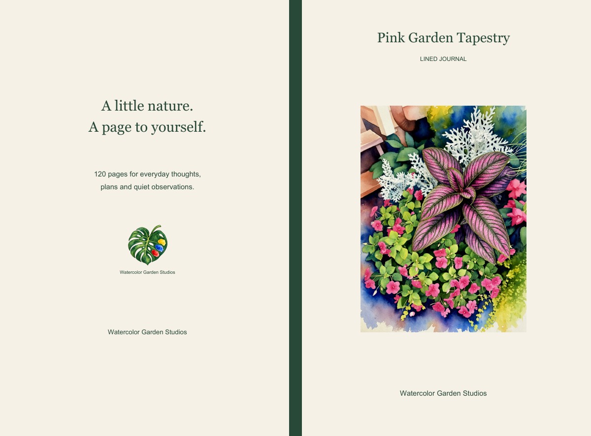 Pink Garden Tapestry Lined Journal