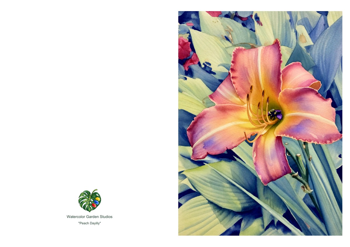 Peach Daylily — Printable Greeting Card