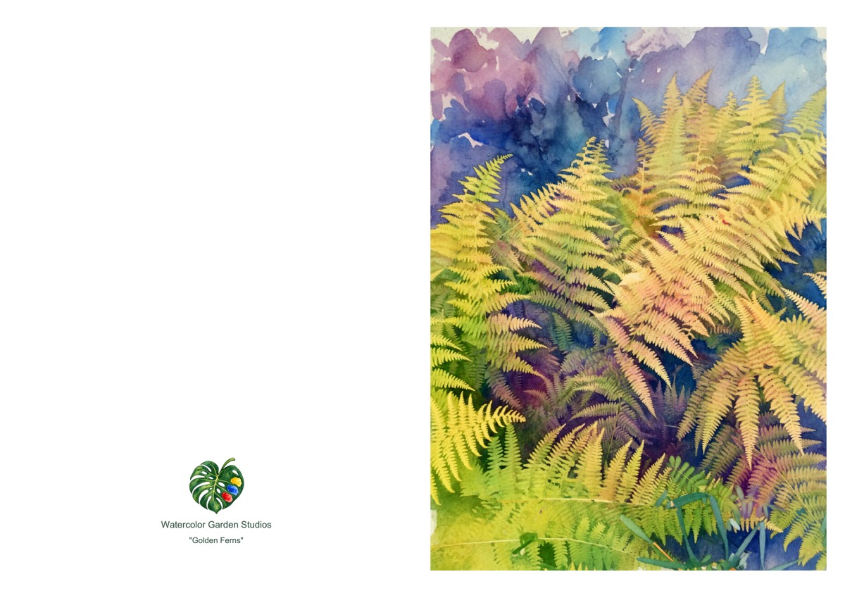 Golden Ferns — Printable Greeting Card