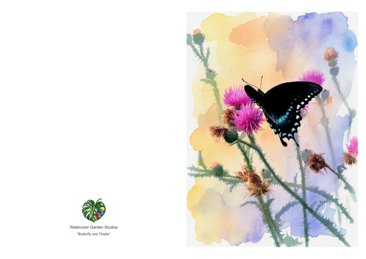 Butterfly and Thistle — Printable Greeting Card