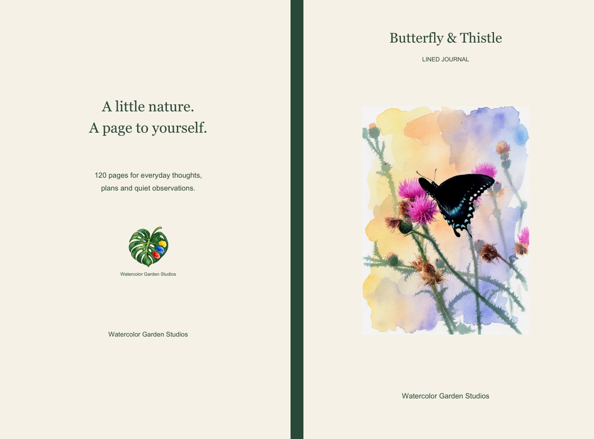 Butterfly & Thistle Lined Journal