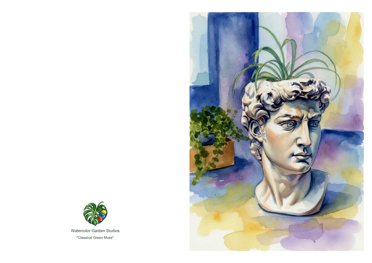 Classical Green Muse — Printable Greeting Card