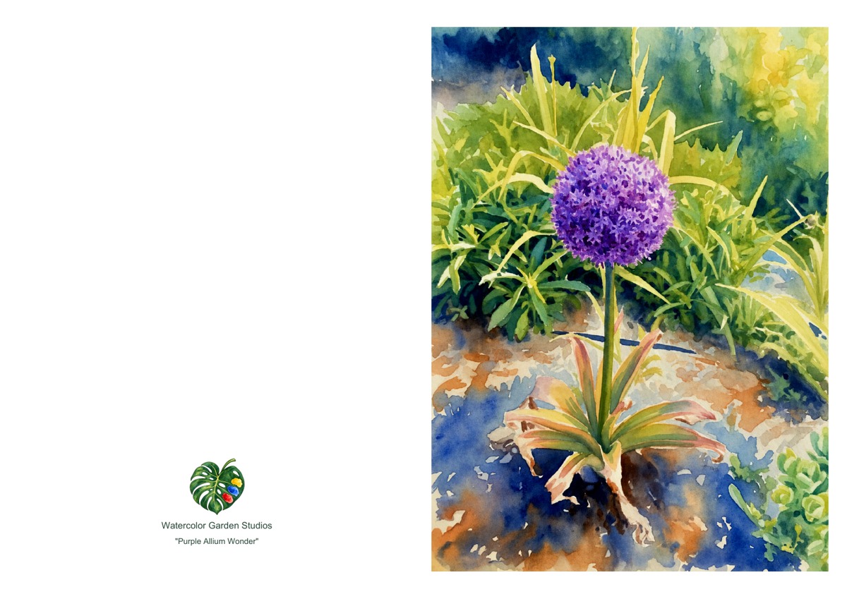 Purple Allium Wonder — Printable Greeting Card