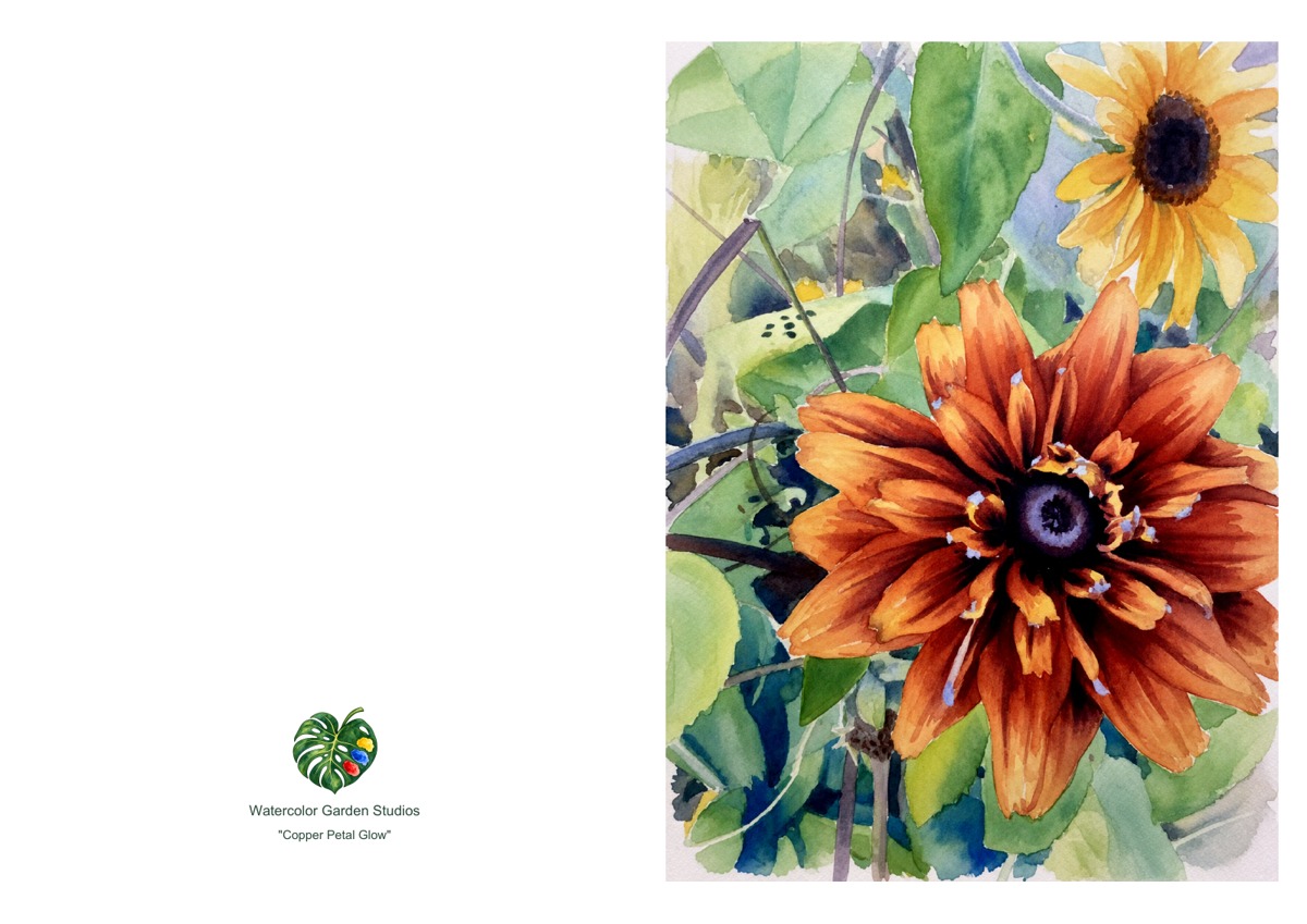 Copper Petal Glow — Printable Greeting Card