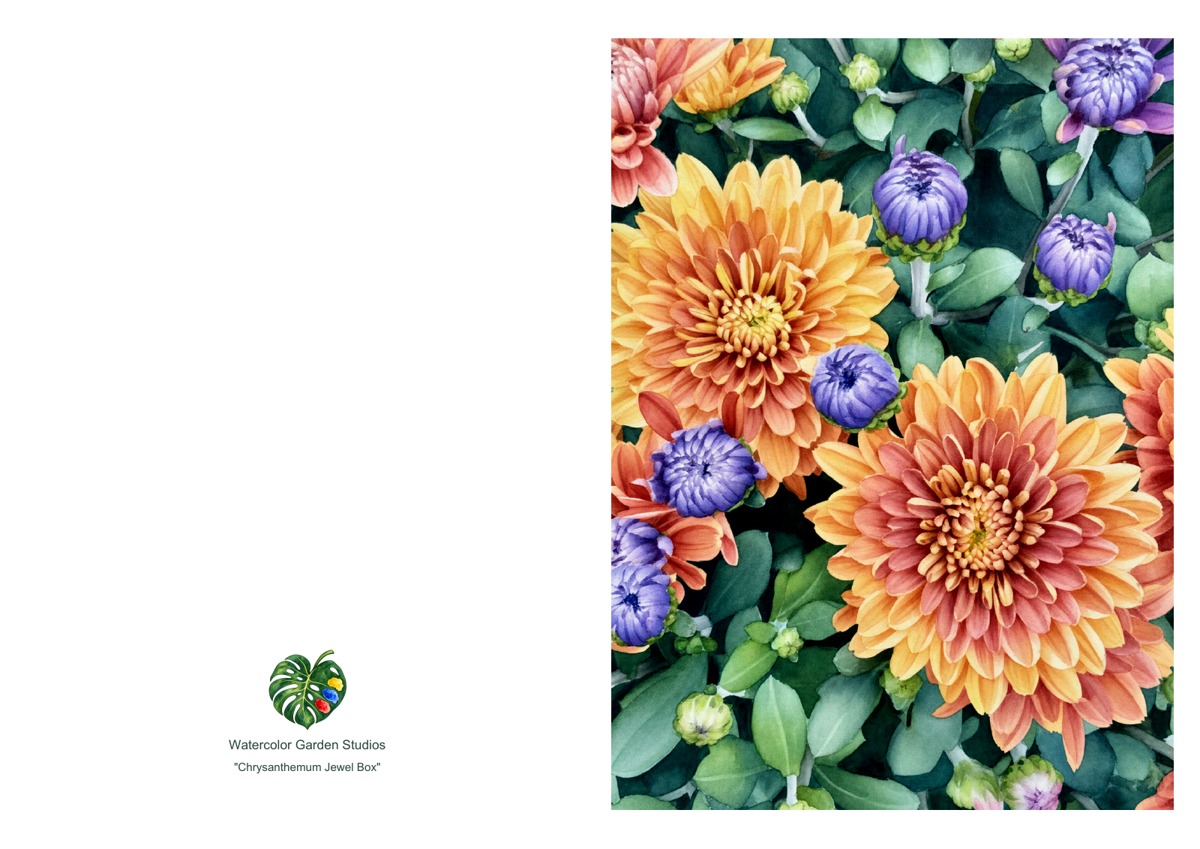 Chrysanthemum Jewel Box — Printable Greeting Card