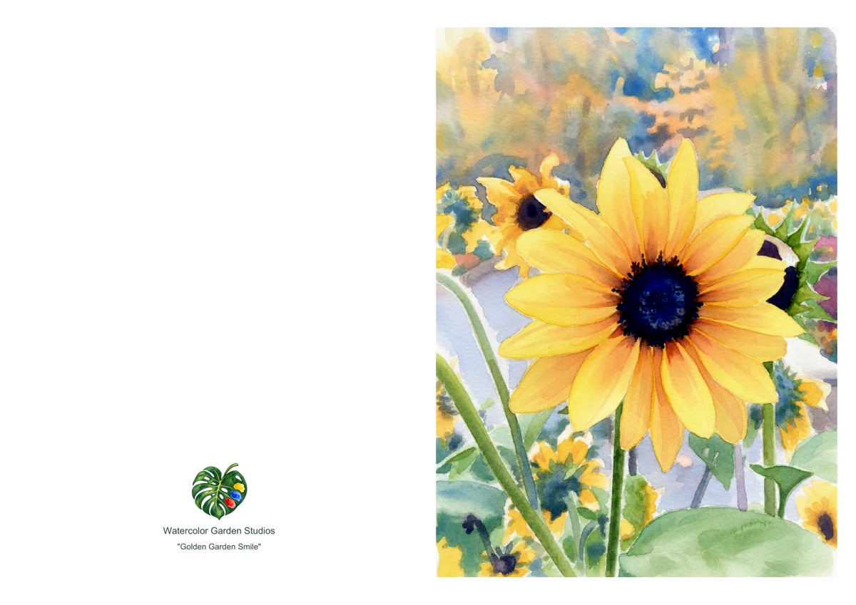 Golden Garden Smile — Printable Greeting Card