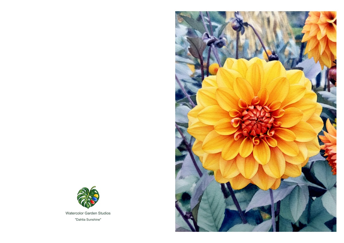 Dahlia Sunshine — Printable Greeting Card