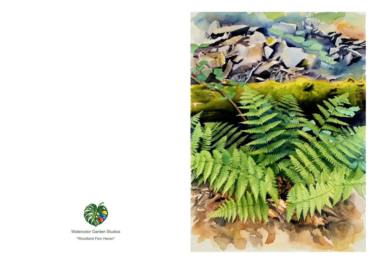 Woodland Fern Haven — Printable Greeting Card