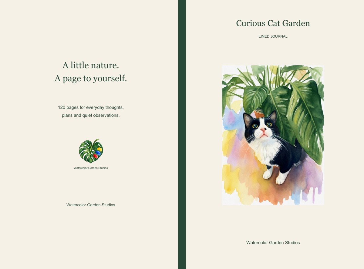Curious Cat Garden Lined Journal