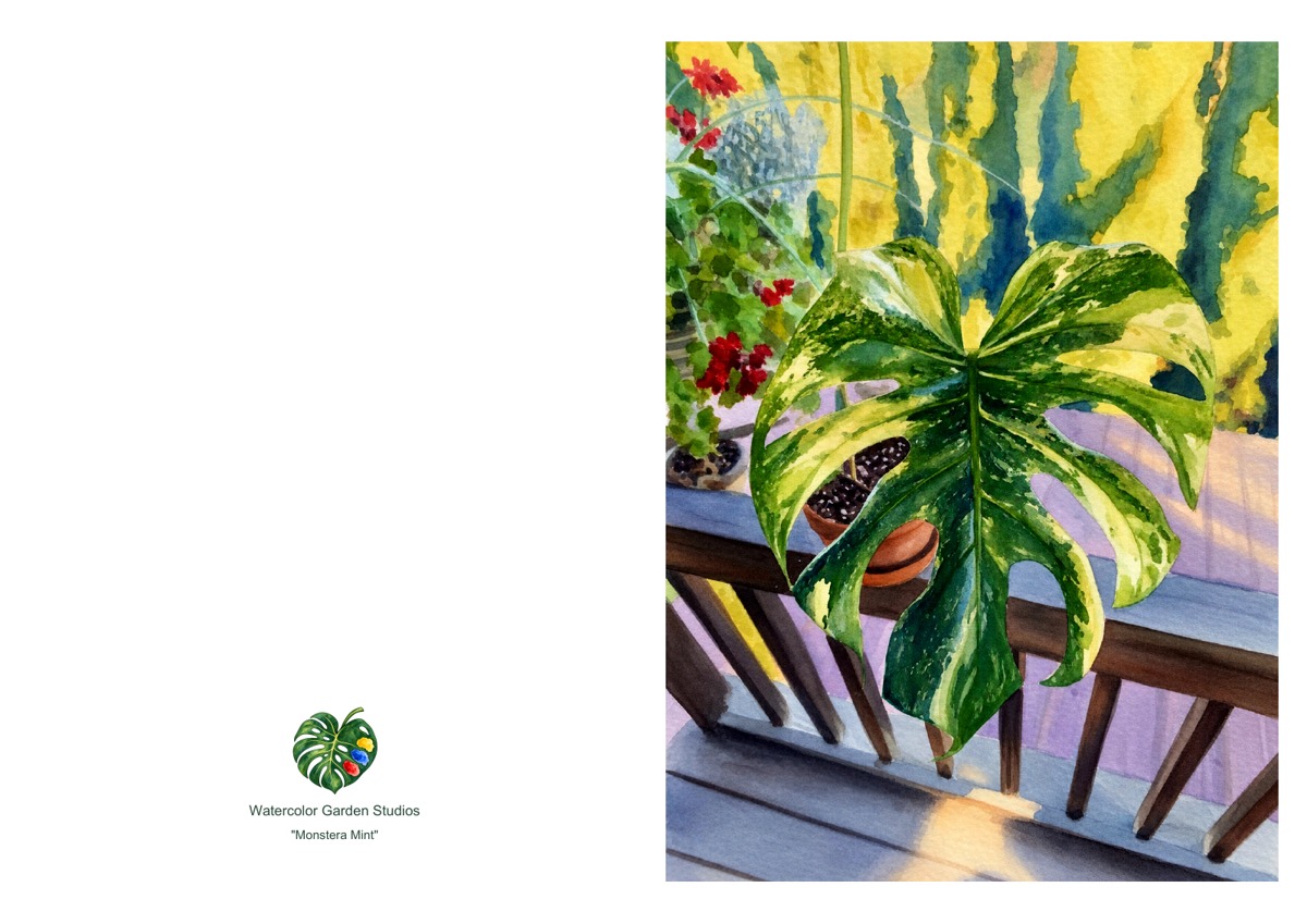 Monstera Mint — Printable Greeting Card