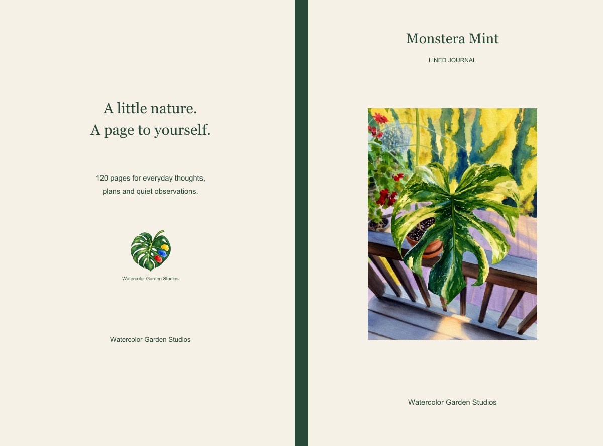 Monstera Mint Lined Journal