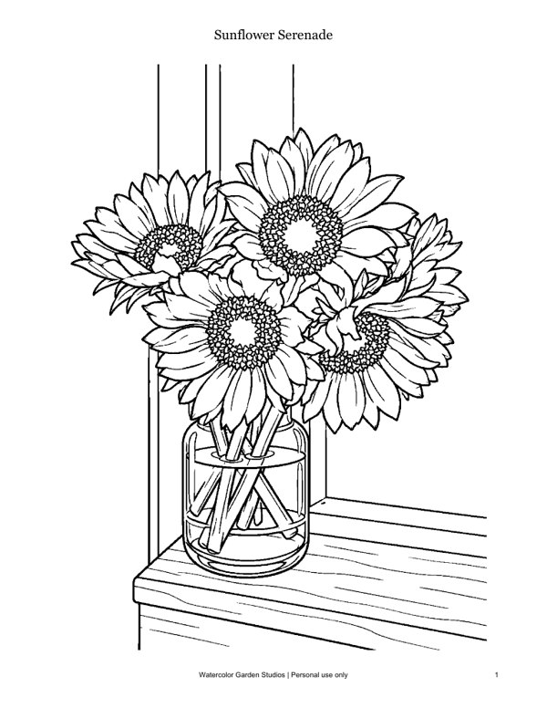Sunflower Serenade — Coloring Page