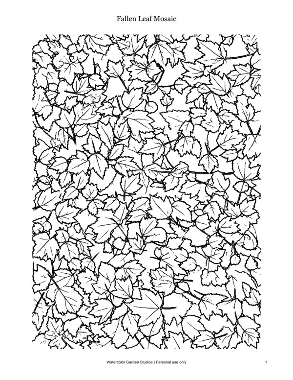 Fallen Leaf Mosaic — Coloring Page