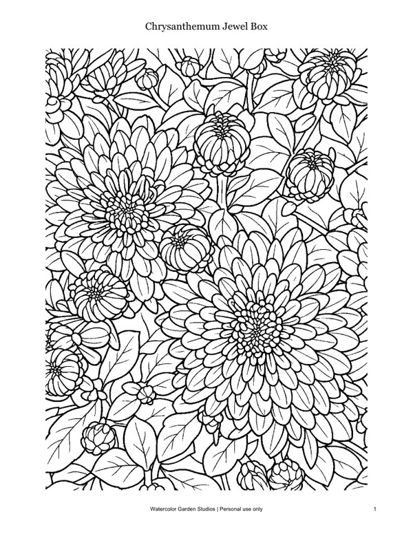 Chrysanthemum Jewel Box — Coloring Page