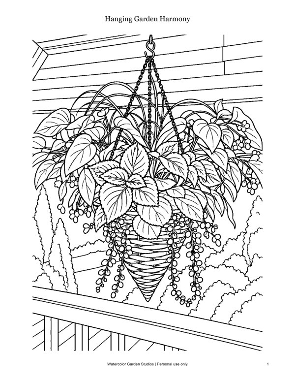 Hanging Garden Harmony — Coloring Page